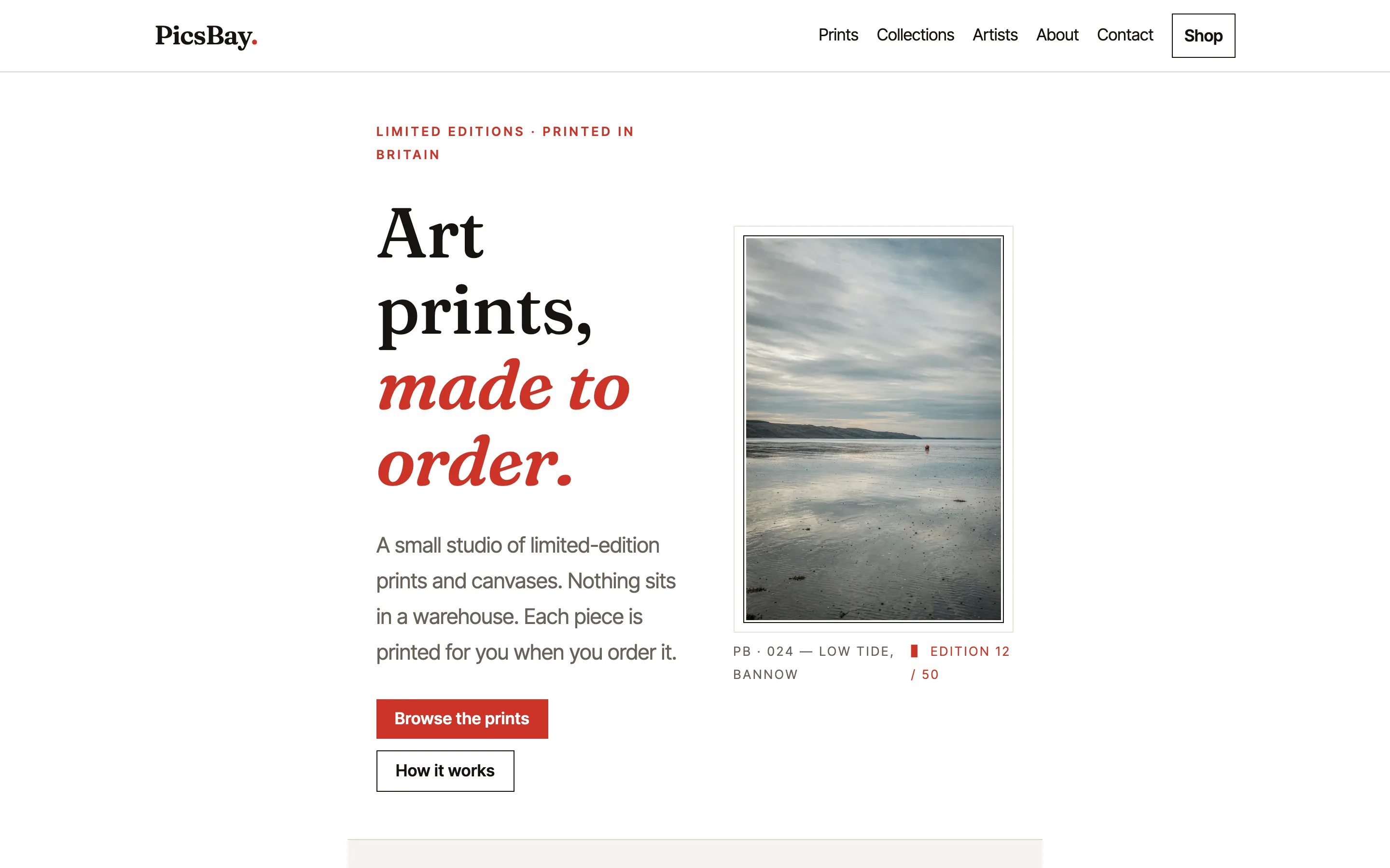 PicsBay homepage screenshot
